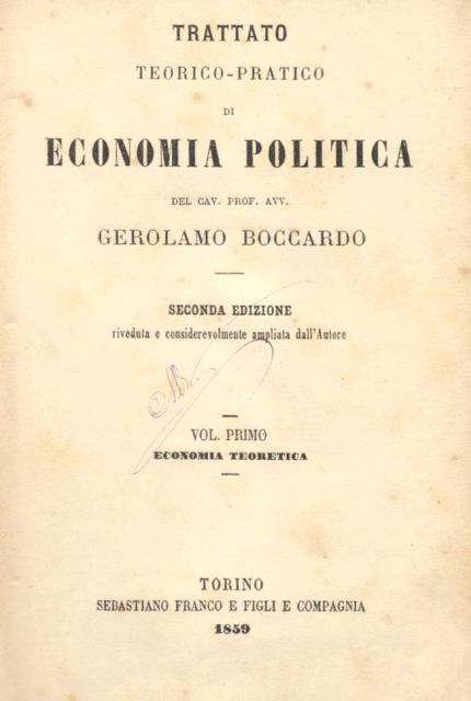 TRATTATO TEORICO PRATICO DI ECONOMIA POLITICA.