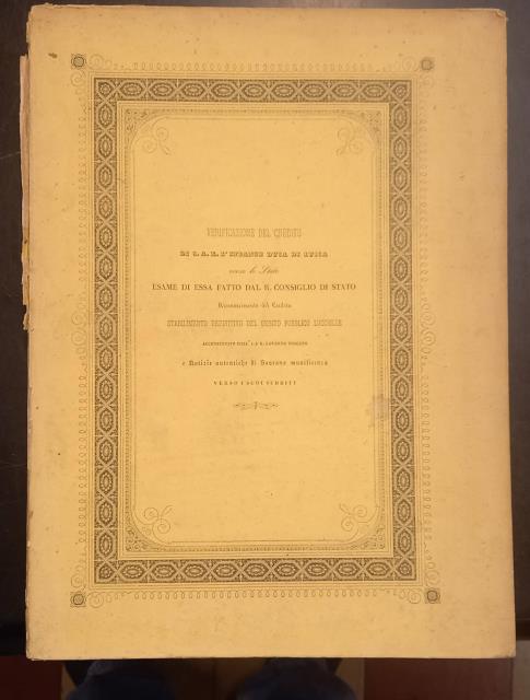 VERIFICAZIONE DEL CREDITO DI S.A.R. L'INFANTE DUCA DI LUCCA VERSO …