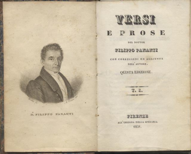 VERSI E PROSE. Con correzioni ed aggiunte dell'Autore. 1831-1832.
