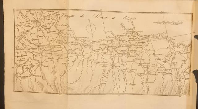 VIAGGIO DA MILANO A BOLOGNA. Carta itineraria tratta da "Itinéraire …