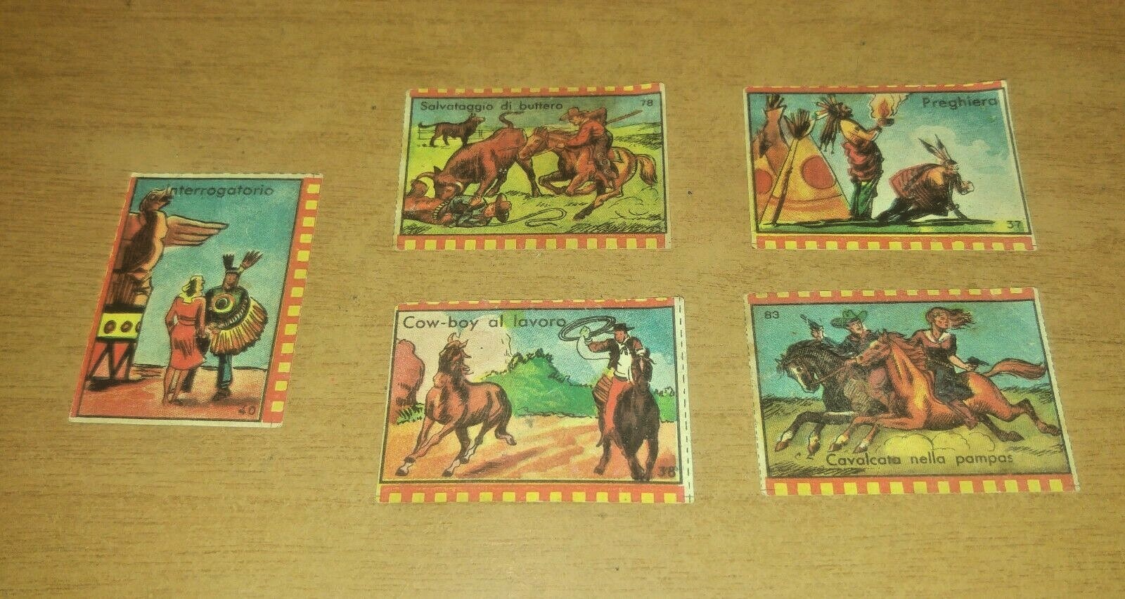 5 FIGURINE NANNINA 1953 FAR WEST indiani butteri originali vintage …