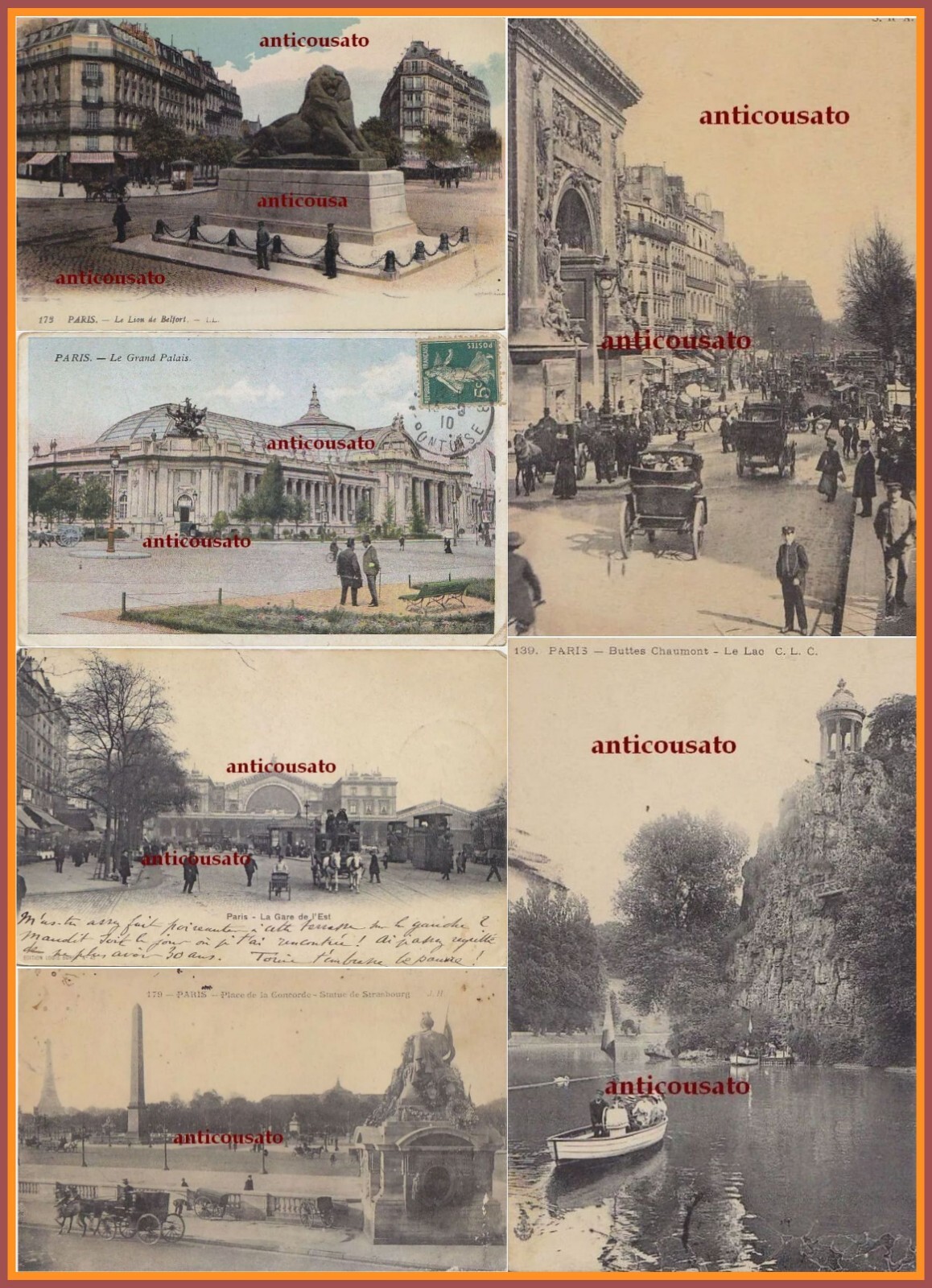 6 CARTOLINE ANTICHE PARIS Parigi viaggiate animata postcard carte postale …