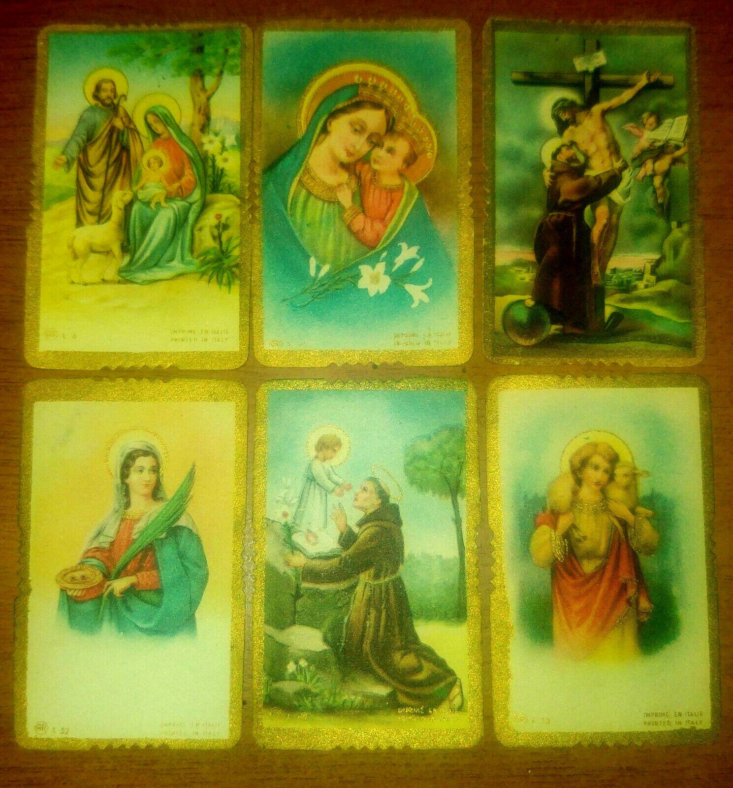 6 SANTINI collezione vintage Gesù Madonna sant'Antonio Giovanni Lucia Francesco