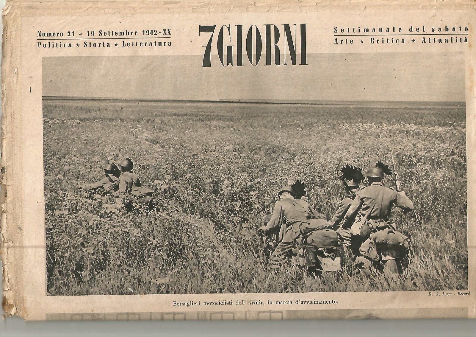 7 GIORNI 19 settembre 1942 settimanale del sabato bersaglieri Armir …