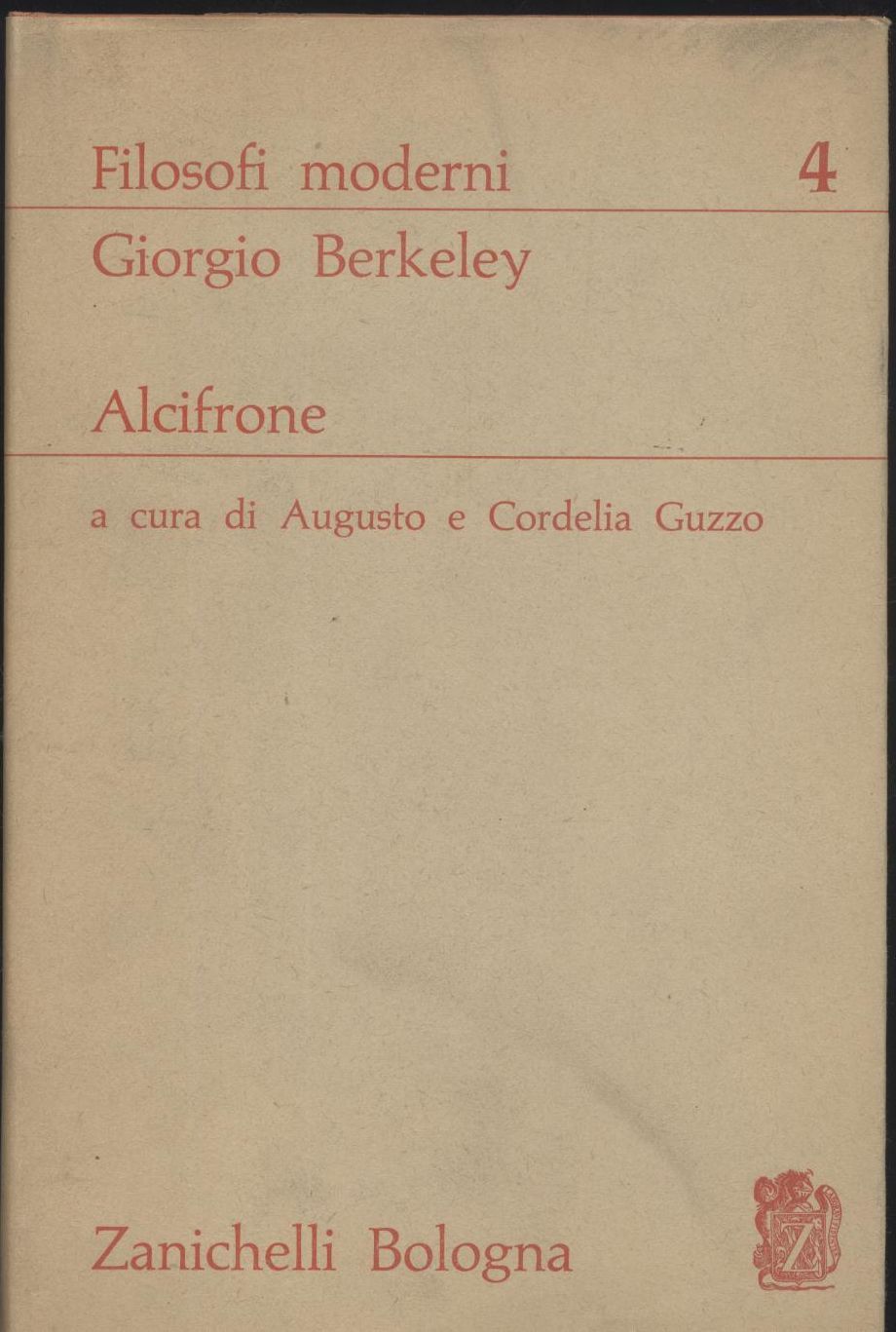 ALCIFRONE di Giorgio Berkeley 1963 Zanichelli editore - filosofi moderni …