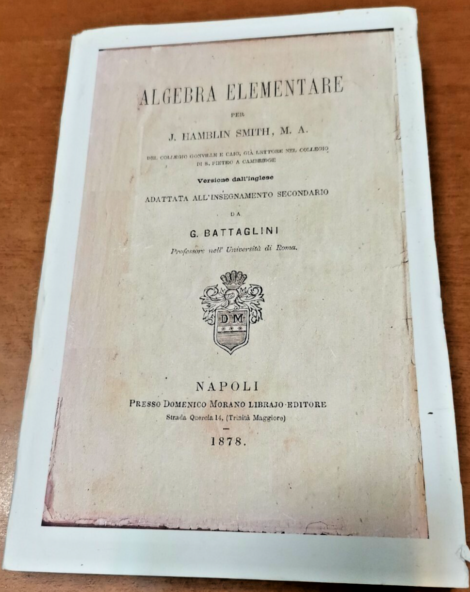 Algebra elementare di amblin Smith Domenico Morano 1878 libro matematica …