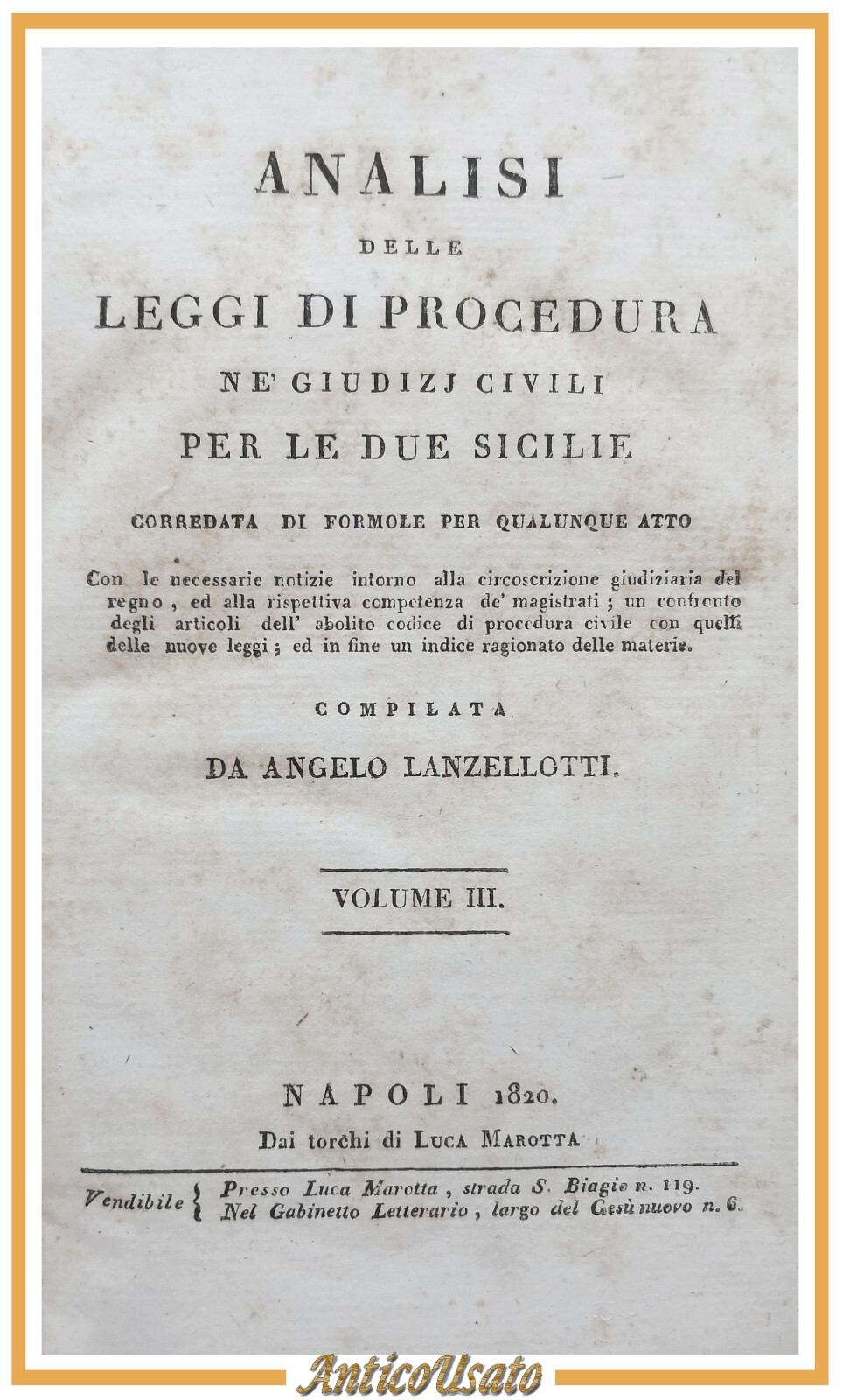 ANALISI DELLE LEGGI DI PROCEDURA CIVILI PER LE DUE SICILIE …