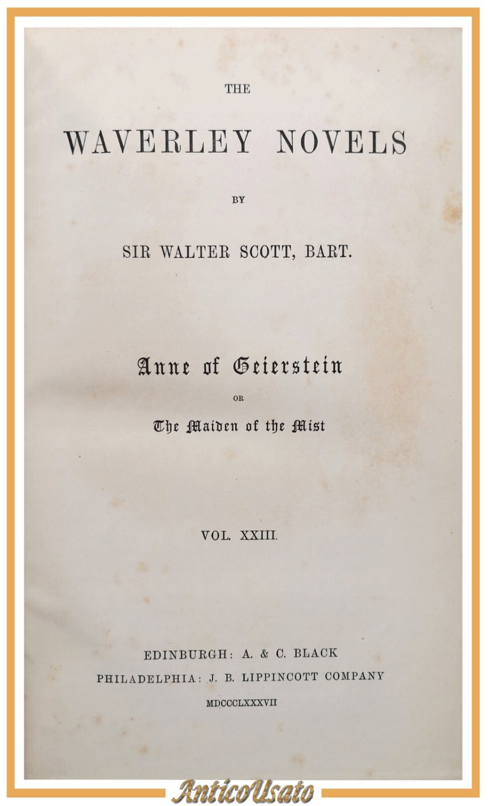 ANNE OF GEIERSTEIN THE MAIDEN OF MIST Walter Scott volume …