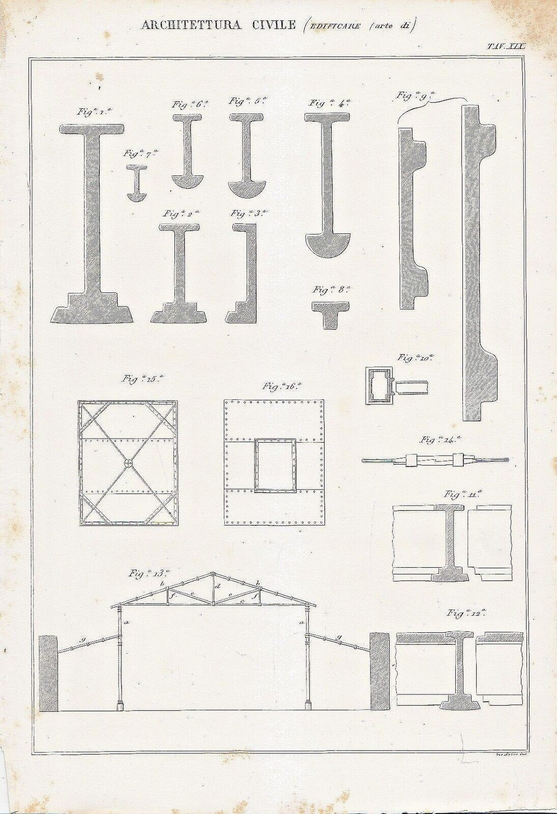 ARCHITETTURA CIVILE ARTE EDIFICARE Incisione Stampa Antica 1866 Tavola Originale