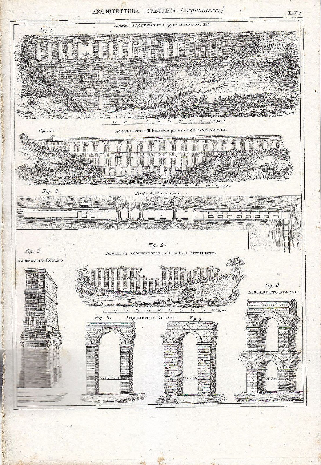 Architettura IDRAULICA ACQUEDOTTI CASERTA GARD INCISIONE STAMPA Antica 1866 TAVO