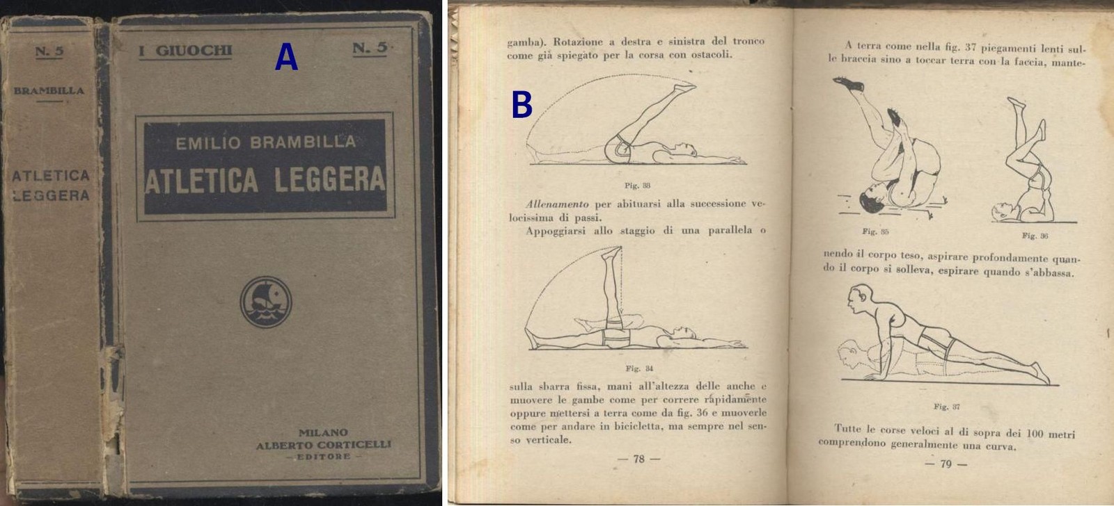 ATLETICA LEGGERA di Emilio Brambilla 1929 Corticelli libro vintage manuale …