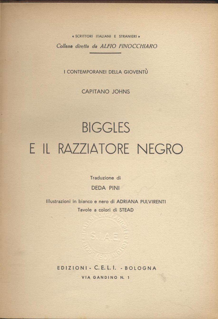 BIGGLES E IL RAZZIATORE NEGRO di Capitano Johns 1958 romanzo …