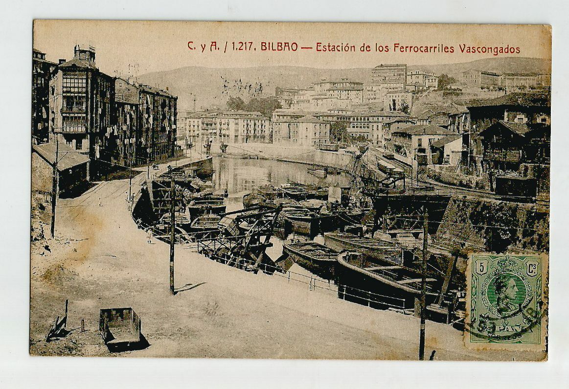 Bilbao Estacion De Los Ferrocarriles Vascongados viaggiata 1916 tarjeta cartolin