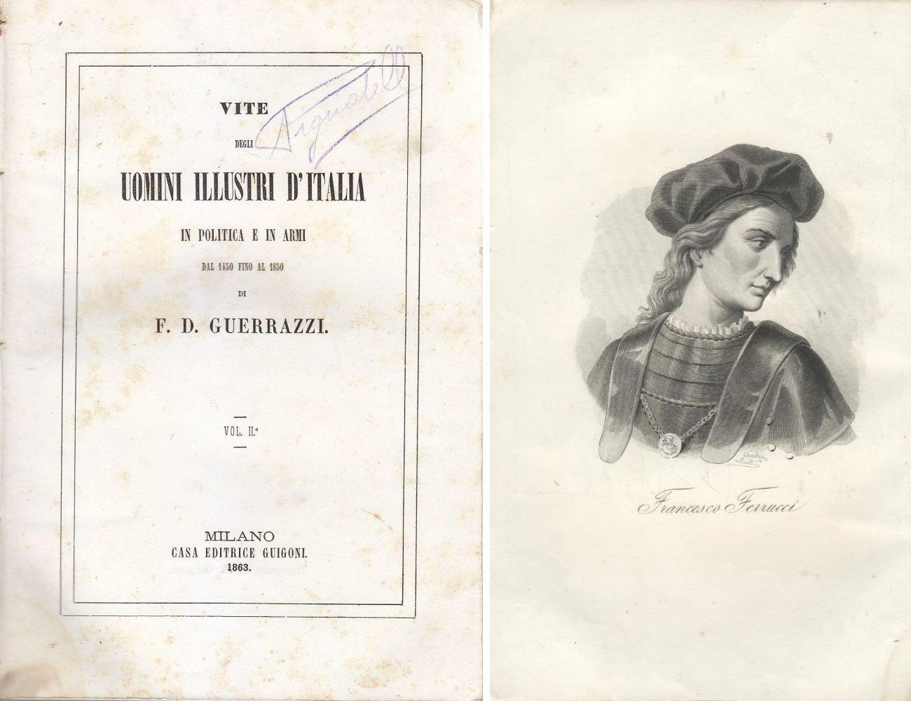 BIOGRAFIA ANDREA DORIA e FRANCESCO FERRUCCIO 1863 libro UOMINI ILLUSTRI …