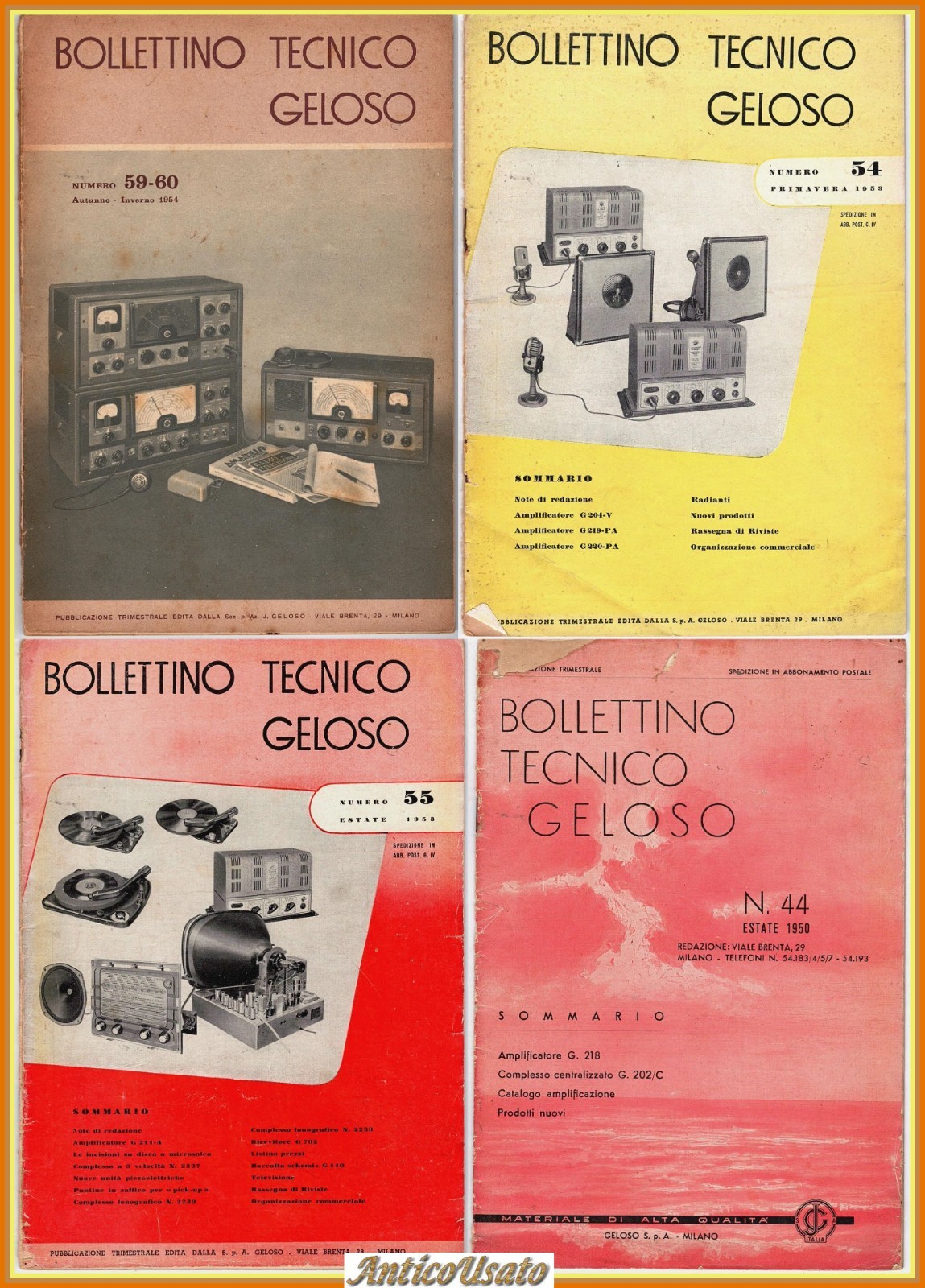 BOLLETTINO TECNICO GELOSO 4 Numeri 44 54 55 59 - …
