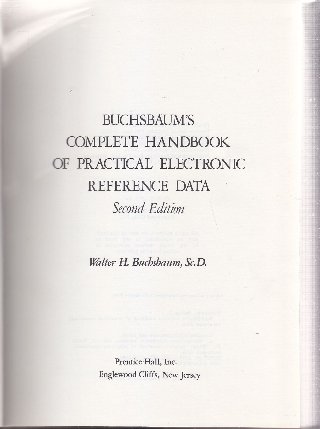 Buchsbaum's COMPLETE HANDBOOK OF PRACTICAL ELECTRONICS REFERENCE DATA libro di
