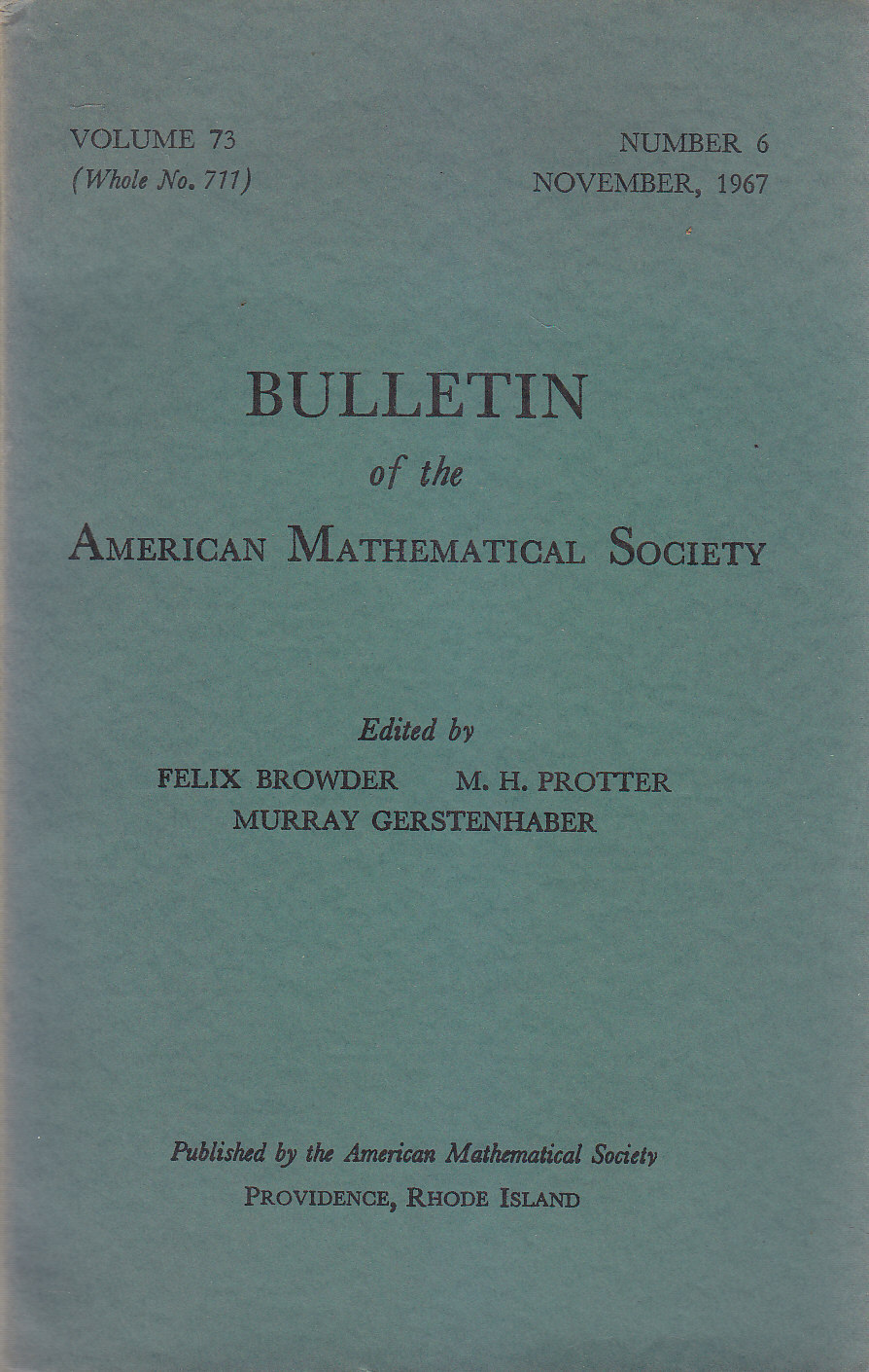 Bulletin Of The American Mathematical Society n 6 - november …