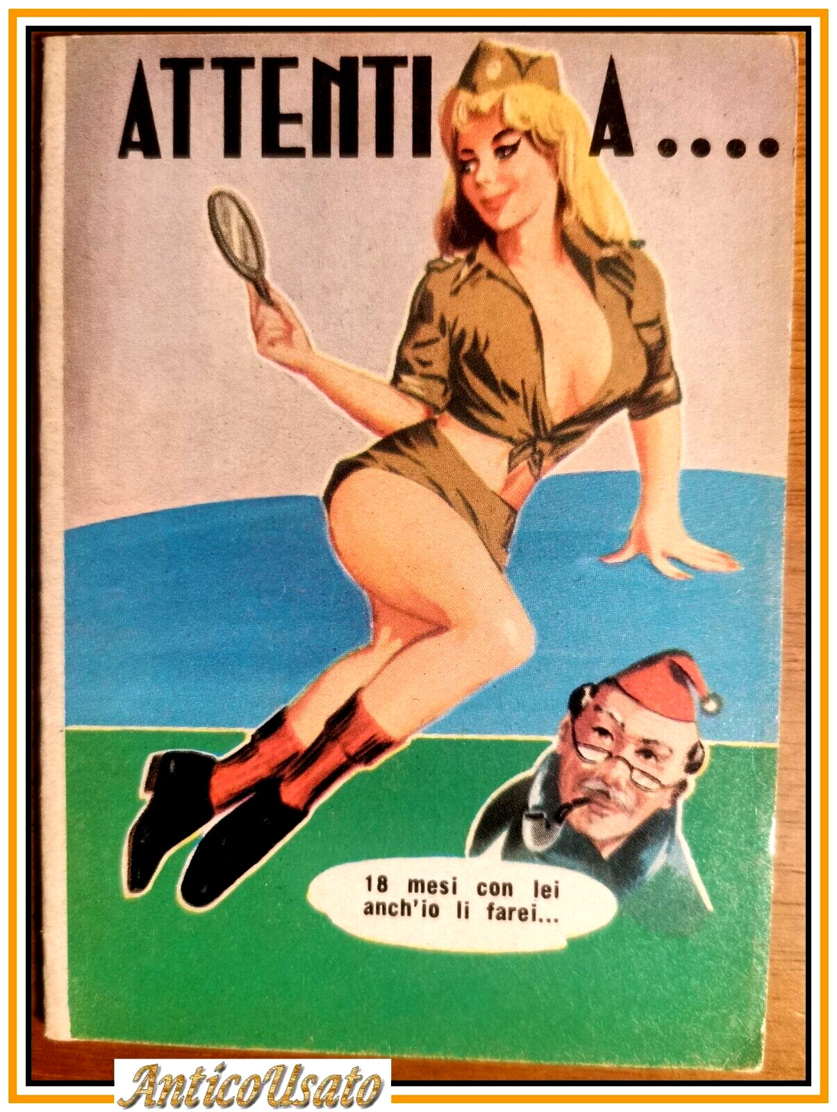 Calendarietto da Barbiere 1964 ATTENTI A ... pin up esercito …