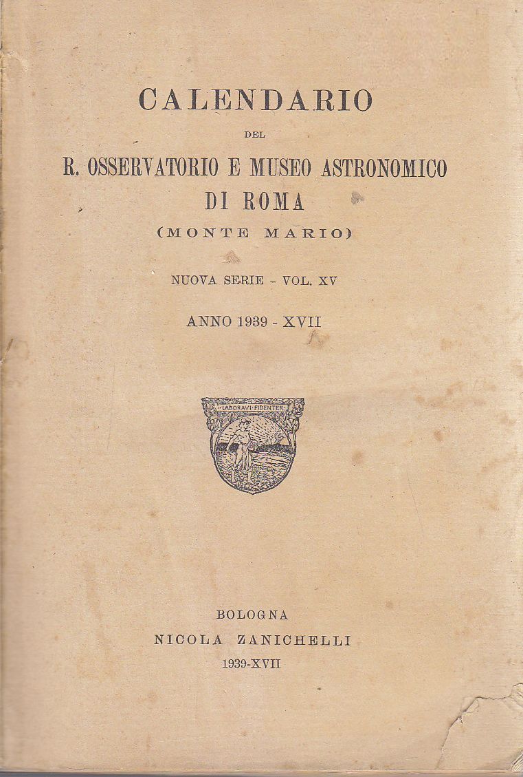 CALENDARIO DEL R OSSERVATORIO E MUSEO ASTRONOMICO DI ROMA 1939 …