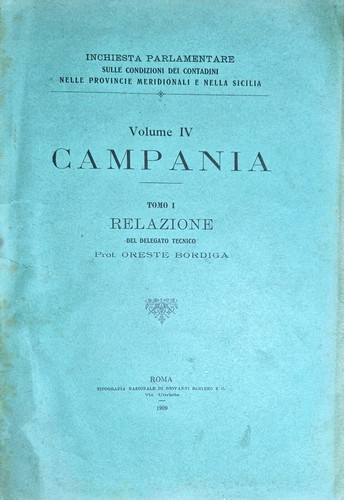 CAMPANIA Relazione di Oreste Bordiga Tomo I 1909 Libro inchiesta …