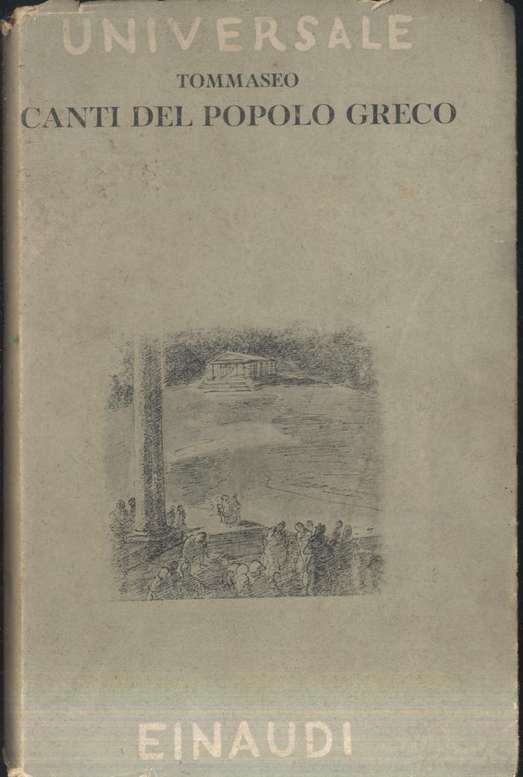 Canti Del Popolo Greco di Niccolò Tommaseo 1943 Einaudi Universale …