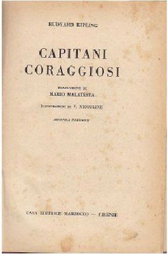 CAPITANI CORAGGIOSI di Rudyard Kipling 1939 Marzocco Libro Illustrato Nicouline