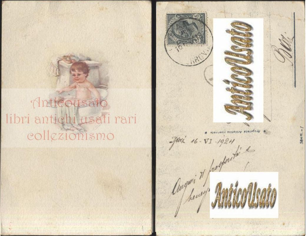 Cartolina Bambino Nella Vasca Da Bagno A Colori Viaggiata Postcard …