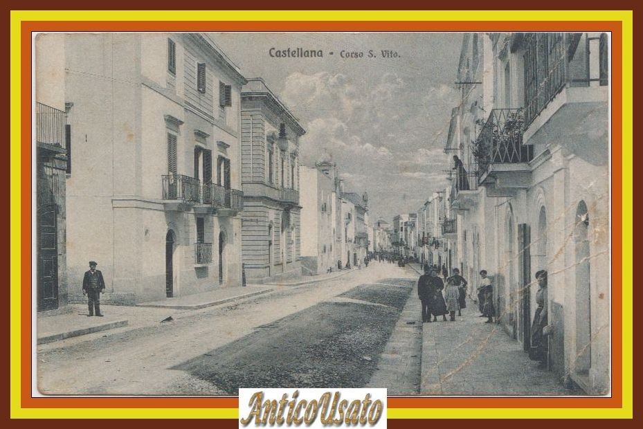 Cartolina Castellana Grotte Corso San Vito Non Viaggiata Vintage Animata