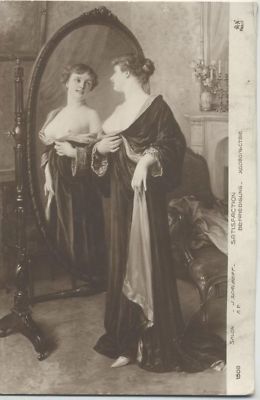 CARTOLINA EROTICA Salon J. Scalbert - Satisfaction originale carte postale …