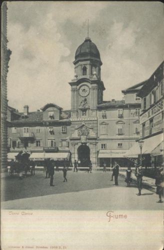 Cartolina FIUME TORRE CIVICA viaggiata 1911 - Originale Vintage Postcard …