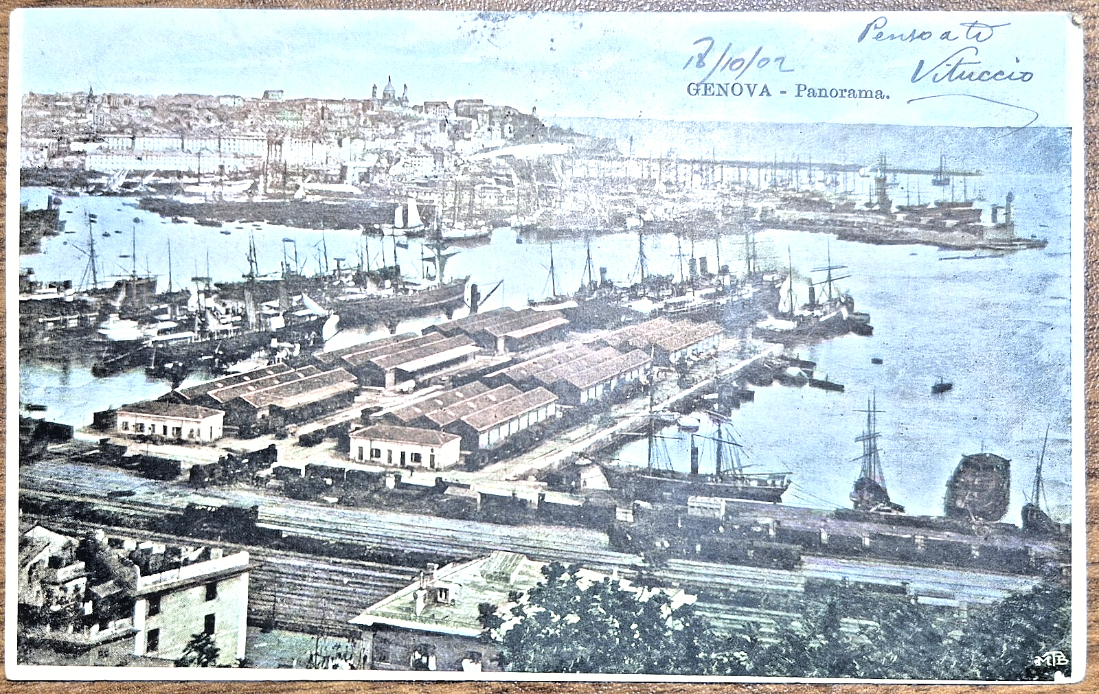 CARTOLINA GENOVA Panorama Del Porto Viaggiata 1902 A Colori Vintage …