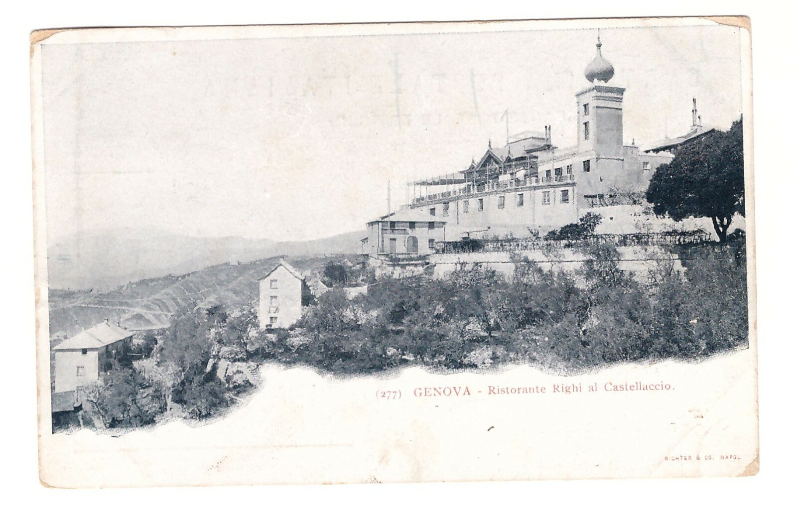 Cartolina Genova Ristorante Righi Al Castelluccio non viaggiata Vintage Postcard