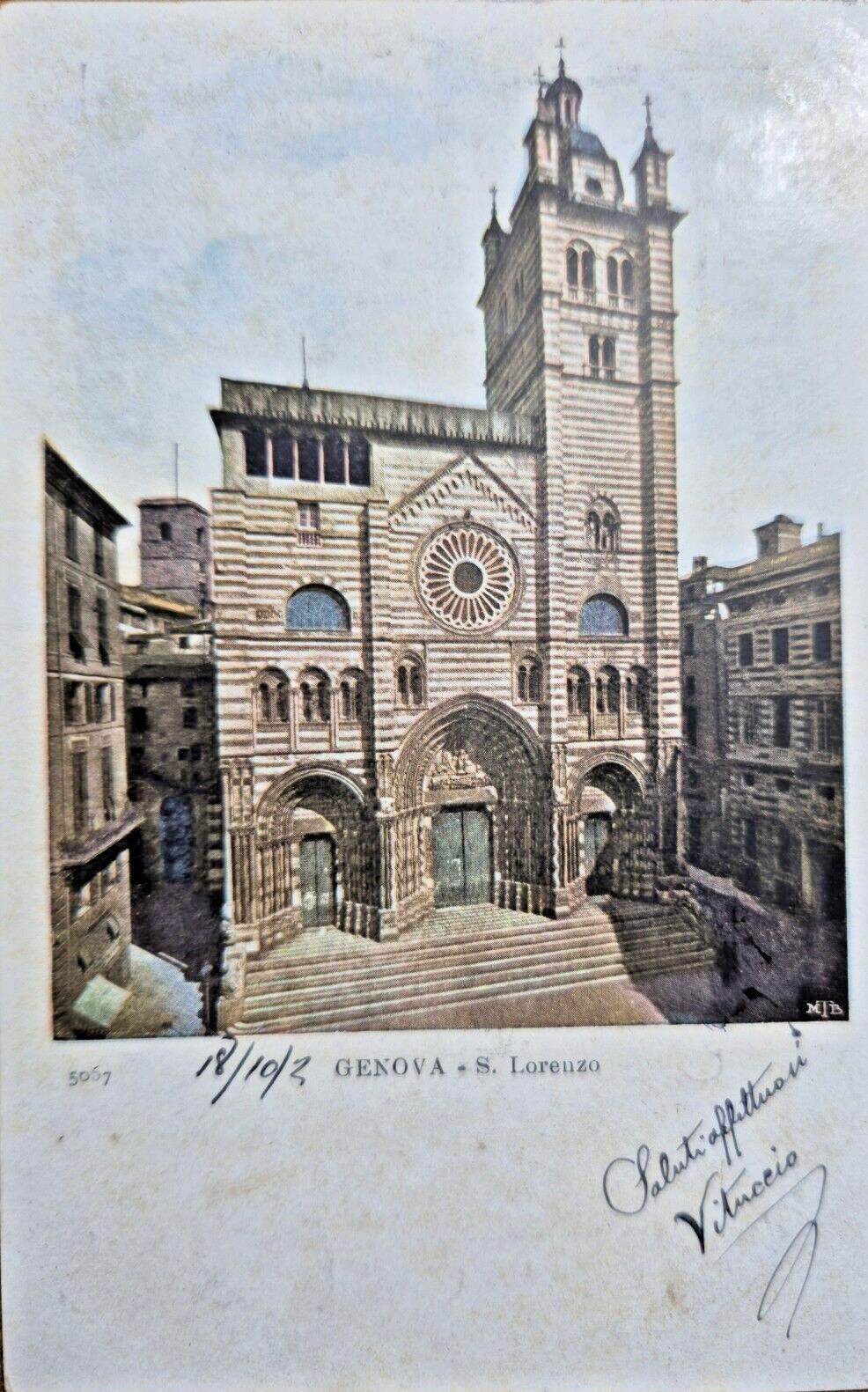CARTOLINA GENOVA SAN LORENZO Viaggiata 1902 A Colori Chiesa Di …