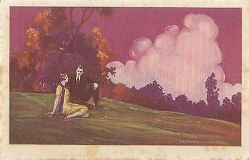 Cartolina Illustrata a Colori Non Viaggiata ANNI '30 coppia innamorati …