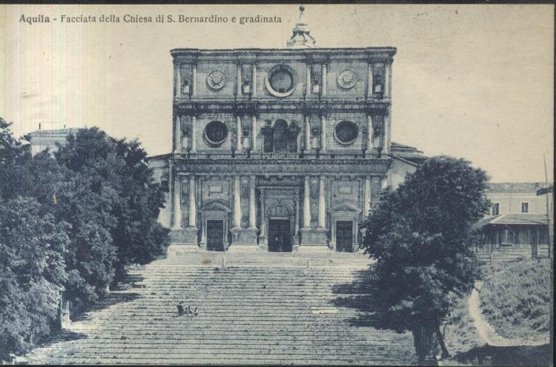 cartolina L'AQUILA Facciata Della Chiesa San Bernardo ORIGINALE Vintage d'epoca