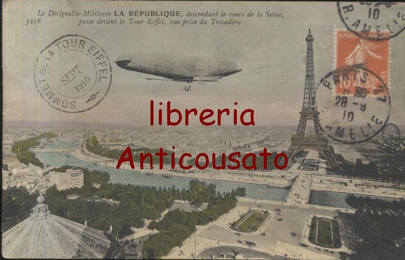 cartolina LE DIRIGEABLE MILITAIRE REPUBLIQUE carte postale VIAGGIATA DIRIGIBILI