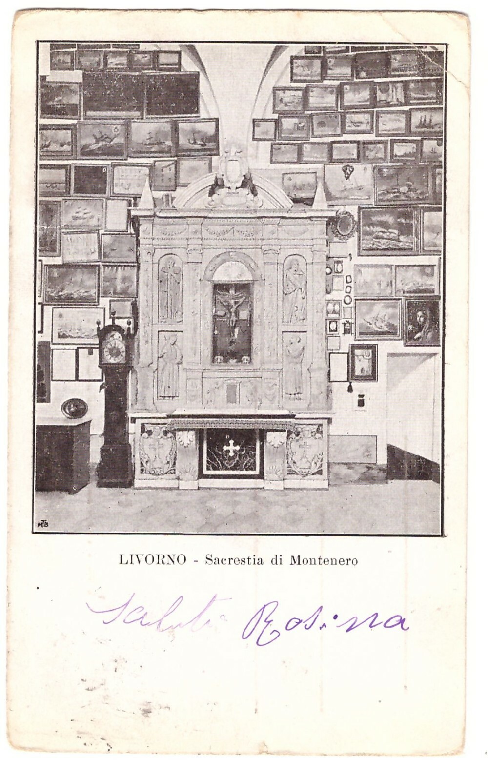 Cartolina Livorno Sacrestia Di Montenero viaggiata Vintage Postcard Carte Postal