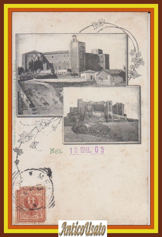 cartolina MELFI castello Viaggiata 1903 Originale Vintage Postcard Basilicata