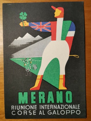 Cartolina Merano Riunione Internazionale Corse Al Galoppo 1951 non viaggiata