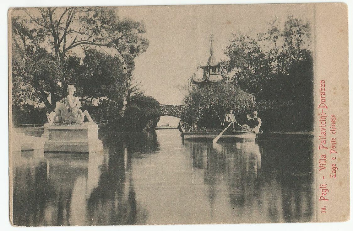 CARTOLINA PEGLI VILLA PALLAVICINI DURAZZO LAGO E PONTE CINESE Vintage …