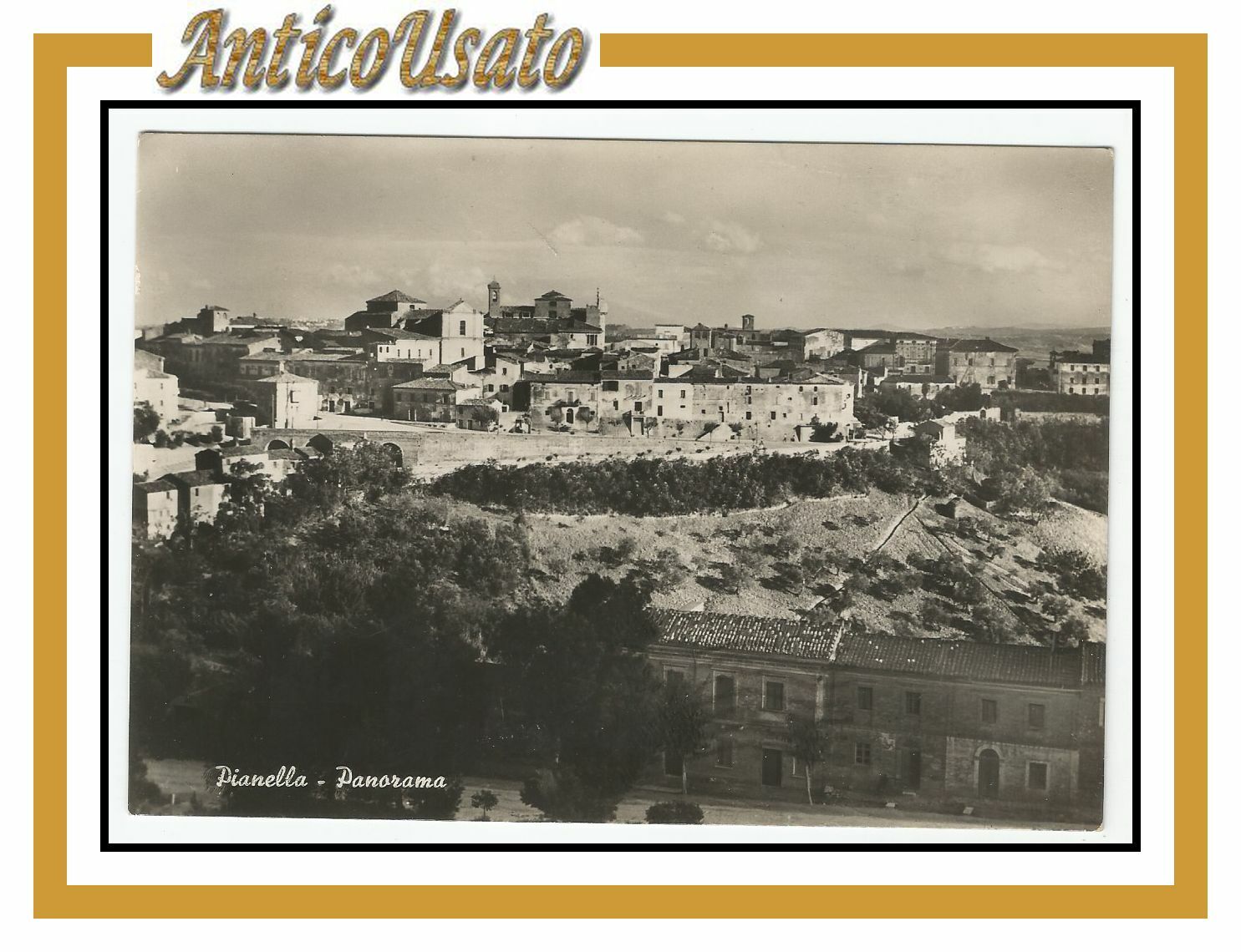 Cartolina Pianella Panorama Viaggiata lucida bianco nero postcard carte postale