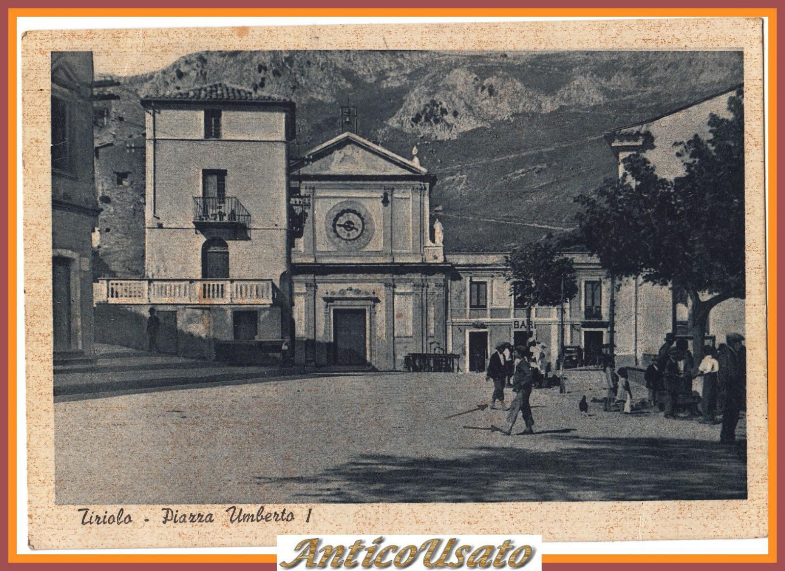 CARTOLINA TIRIOLO PIAZZA UMBERTO I Viaggiata anni '40 Vintage Catanzaro
