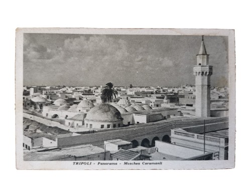 Cartolina TRIPOLI panorama Moschea Caramanli Viaggiata 1920 Vintage Postcard