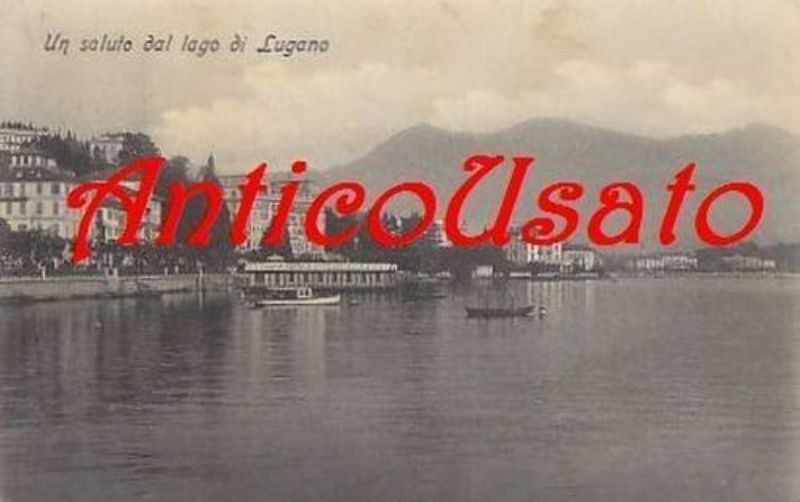 CARTOLINA UN SALUTO DAL LAGO DI LUGANO viaggiata 1911 usata …