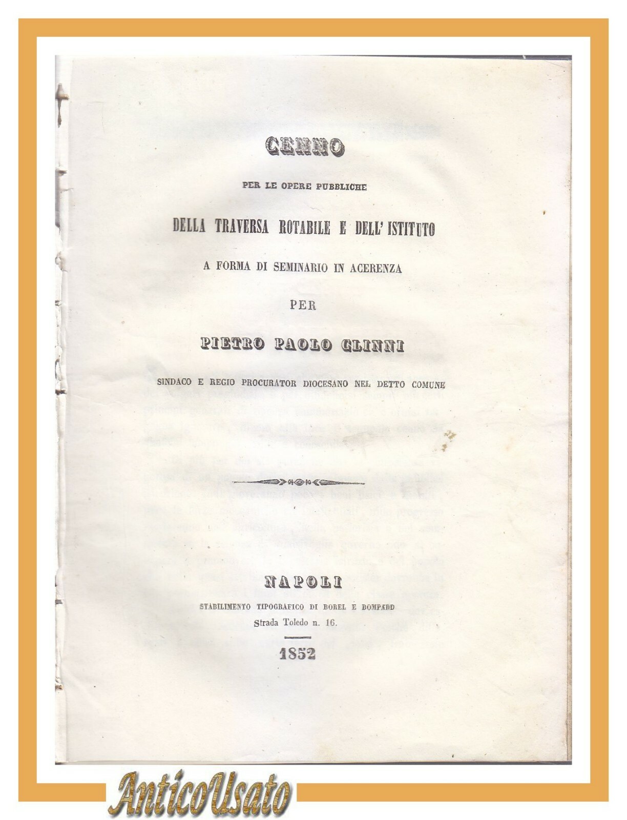 CENNO PER LE OPERE PUBBLICHE Acerenza di Pietro Paolo Glinni …