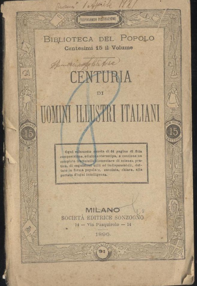 CENTURIA DEGLI UOMINI ILLUSTRI ITALIANI - Sonzogno biblioteca del popolo …