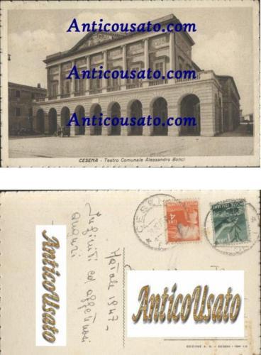 CESENA TEATRO COMUNALE BONCI Cartolina Vintage 1947 Originale Viaggiata Postcard