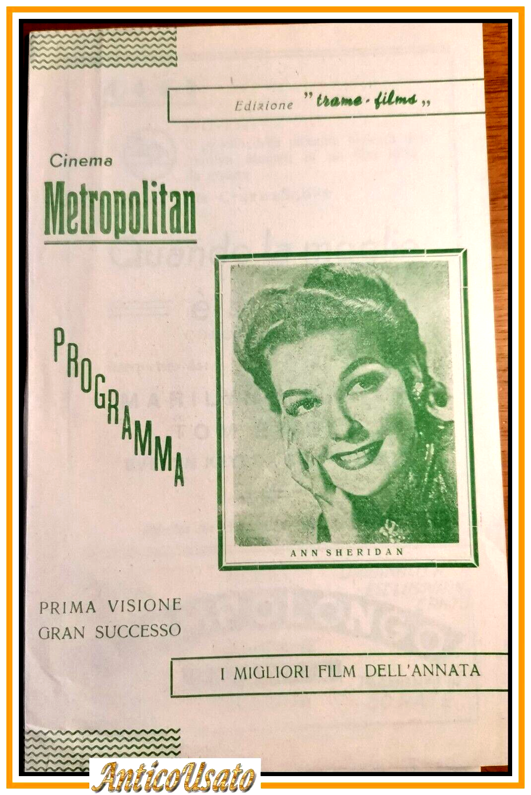 CINEMA METROPOLITAN NAPOLI 1955 Locandina Depliant pubblicità film Originale