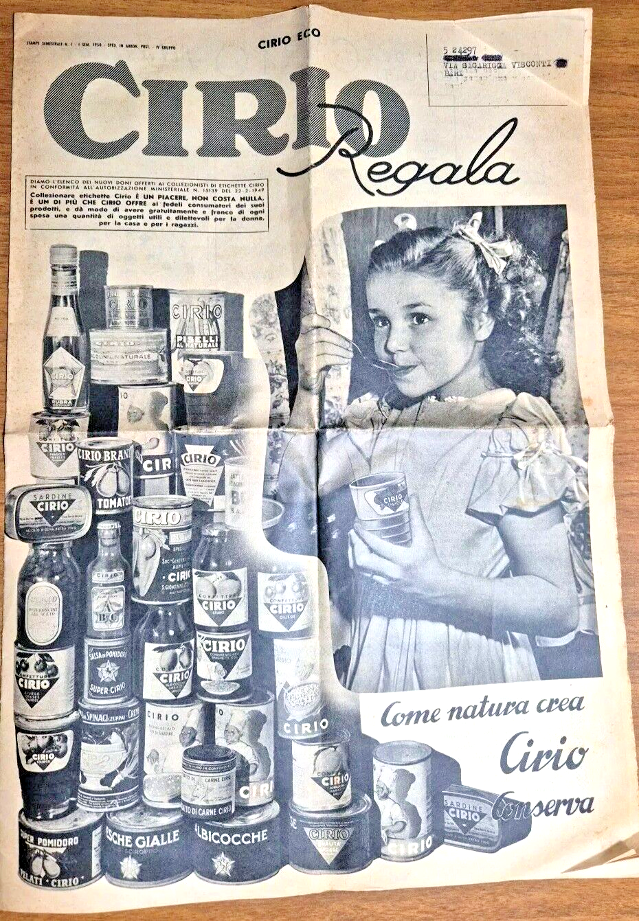 CIRIO REGALA 1950 giornale pubblicità advertising catalogo premi Eco Vintage