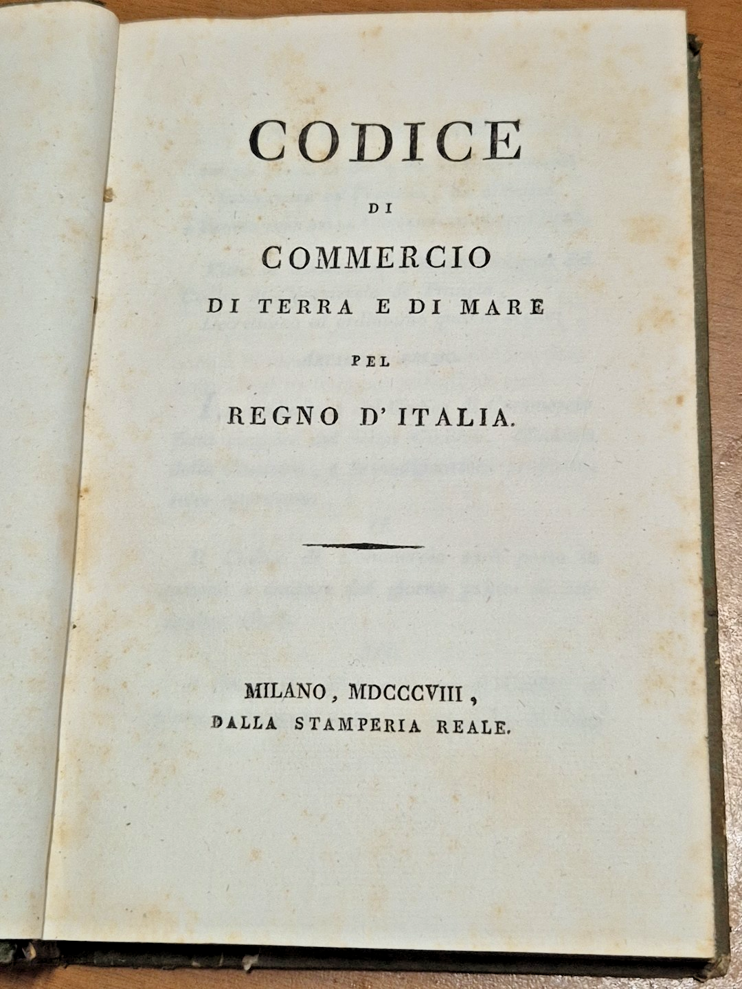 CODICE DI COMMERCIO TERRA E MARE PEL REGNO D'ITALIA 1808 …